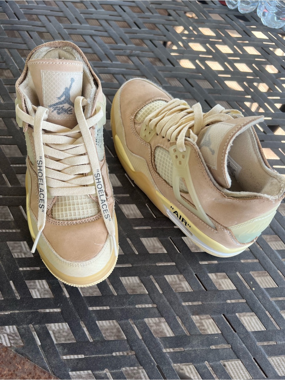 Off-White x Air Jordan 4 Retro Styled Women’s Sneakers in Beige